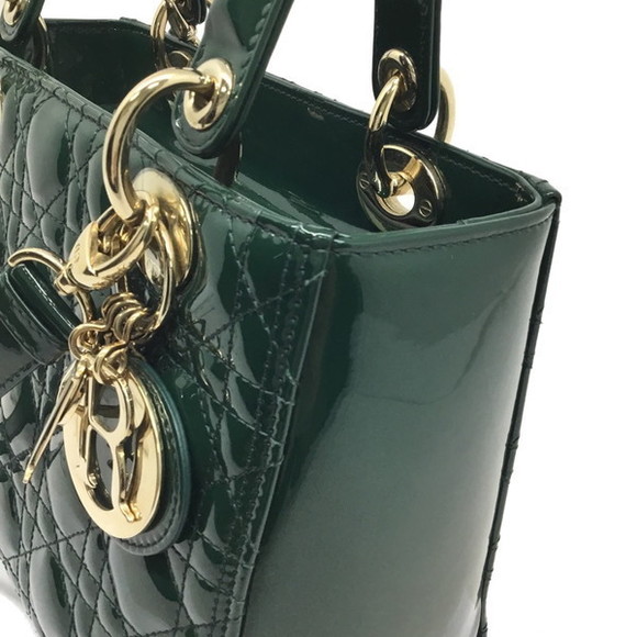 DIOR Lady Dior Medium Patent Leather Shoulder Bag Green - Picture 6 of 16